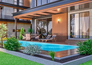 فيلا في مجمع تخطيط 9 + 2 في منطقة دوشيميالتي-أنطاليا 