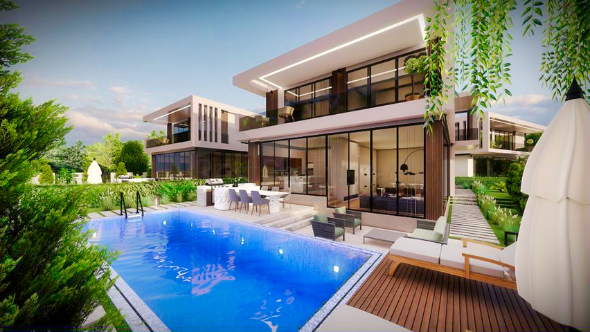 مشروع استثماري لفيلا 4 + 1 في منطقة دوشيميالتي-أنطاليا 