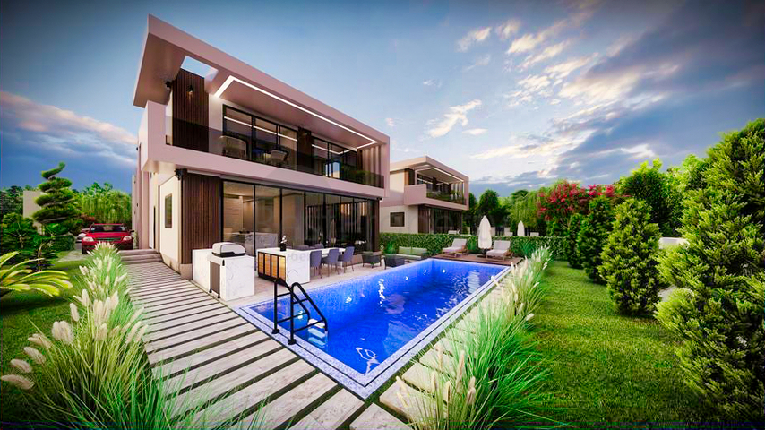 مشروع استثماري لفيلا 4 + 1 في منطقة دوشيميالتي-أنطاليا 