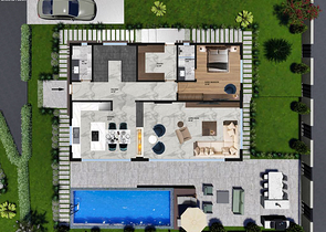 مشروع استثماري لفيلا 4 + 1 في منطقة دوشيميالتي-أنطاليا 