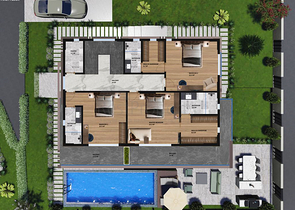 مشروع استثماري لفيلا 4 + 1 في منطقة دوشيميالتي-أنطاليا 