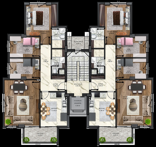 شقق 3+1 في كيبيز-منطقة أنطاليا