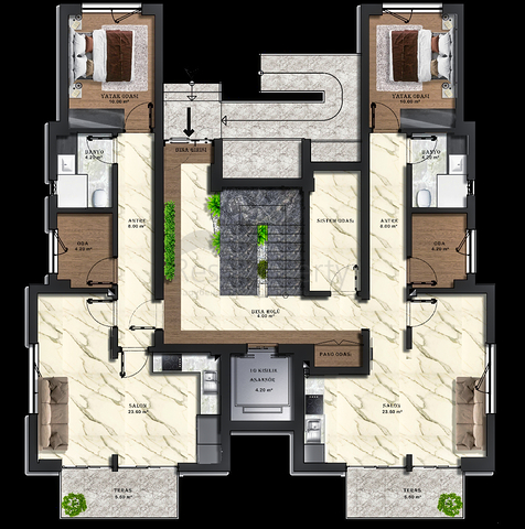 شقق 3+1 في كيبيز-منطقة أنطاليا