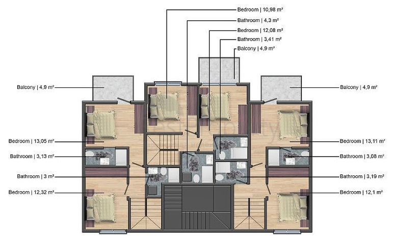 شقة 1+1 في منطقة فتحية 