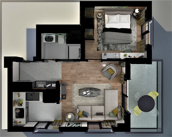 شقق 1+1 في التينتاس-منطقة أنطاليا 