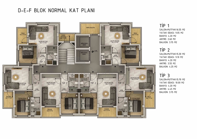 شقق 1+1 و 2+1 في منطقة بيليك أنطاليا