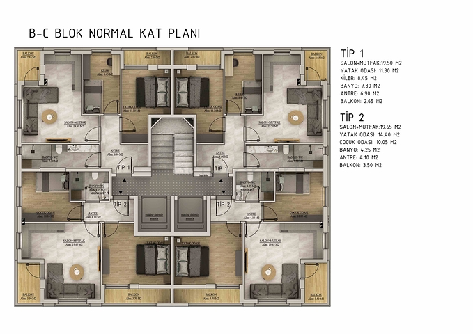 شقق 1+1 و 2+1 في منطقة بيليك أنطاليا