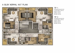 شقق 1+1 و 2+1 في منطقة بيليك أنطاليا