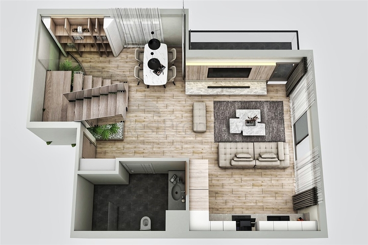 شقق دوبلكس 2 + 1 في حي البرسيمون-أنطاليا