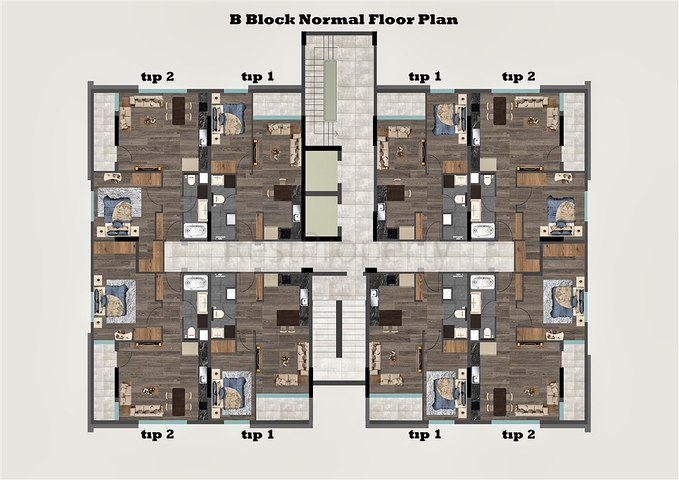 شقق دوبلكس 2 + 1 في حي البرسيمون-أنطاليا