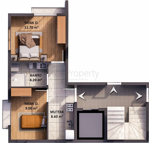 شقق 1+1 في كيبيز-منطقة أنطاليا 