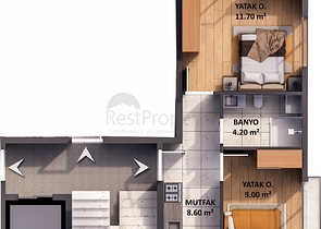 شقق 1+1 في كيبيز-منطقة أنطاليا 