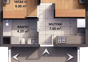 شقق 1+1 في كيبيز-منطقة أنطاليا 
