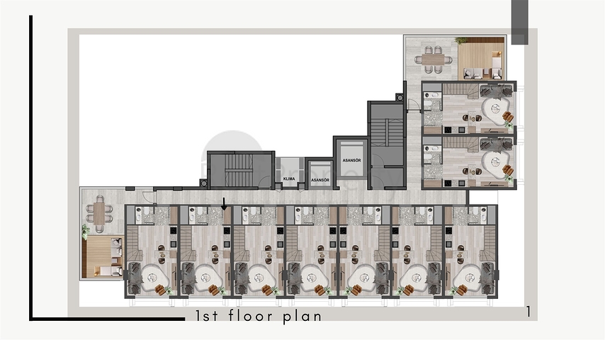 شقق 1+1 في كيبيز-منطقة أنطاليا 