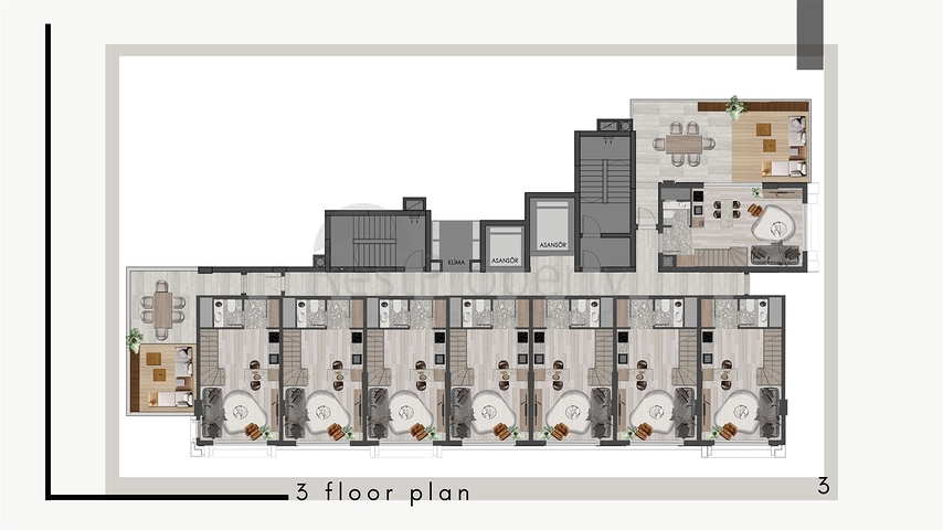 شقق 1+1 في كيبيز-منطقة أنطاليا 