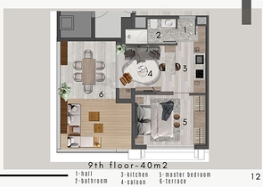 شقق 1+1 في كيبيز-منطقة أنطاليا 