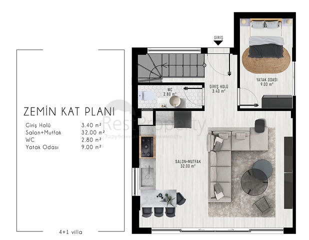 شقة 4+1 في التينتاس-منطقة أنطاليا 