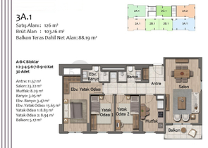 شقق 2+1 و 3+1 في منطقة كيبيز - أنطاليا 