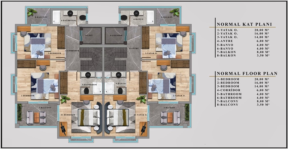 فلل 4 + 1 في دوشيميالتي-منطقة أنطاليا 