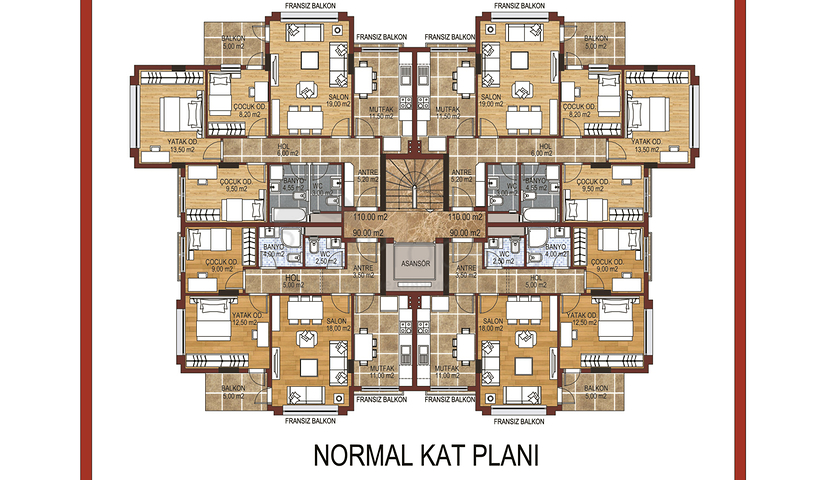 شقة غرقتين و صالة في انطاليا