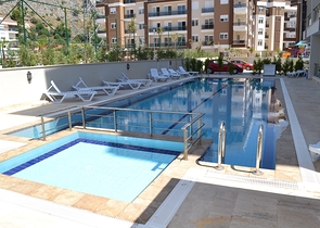 شقة بغرفة نوم واحدة مزودة بنظام تدفئة الغاز في انطاليا