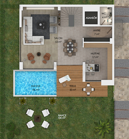 مشروع فيلات فاخرة قيد الإنتهاء في منطقة كونيالتي – أنطاليا