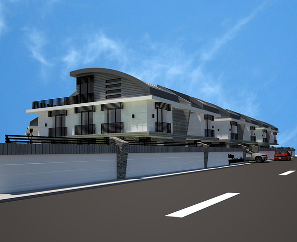 مجمع فيلات في المراحل النهائية من الإنشاء في منطقة كونيالتي – أنطاليا