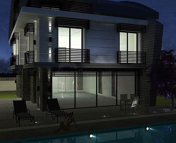 مجمع فيلات في المراحل النهائية من الإنشاء في منطقة كونيالتي – أنطاليا