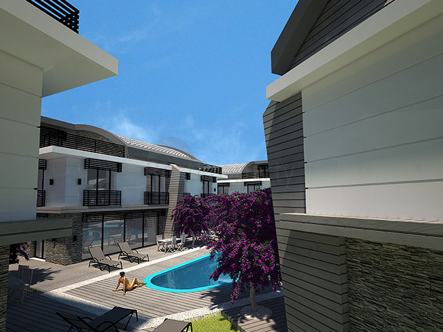 مجمع فيلات في المراحل النهائية من الإنشاء في منطقة كونيالتي – أنطاليا