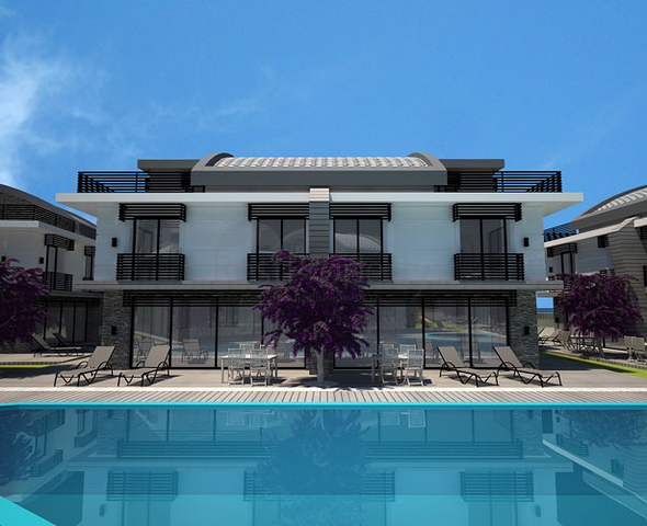 مجمع فيلات في المراحل النهائية من الإنشاء في منطقة كونيالتي – أنطاليا