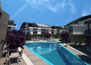 مجمع فيلات في المراحل النهائية من الإنشاء في منطقة كونيالتي – أنطاليا