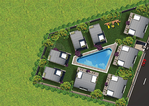 مجمع فيلات في المراحل النهائية من الإنشاء في منطقة كونيالتي – أنطاليا