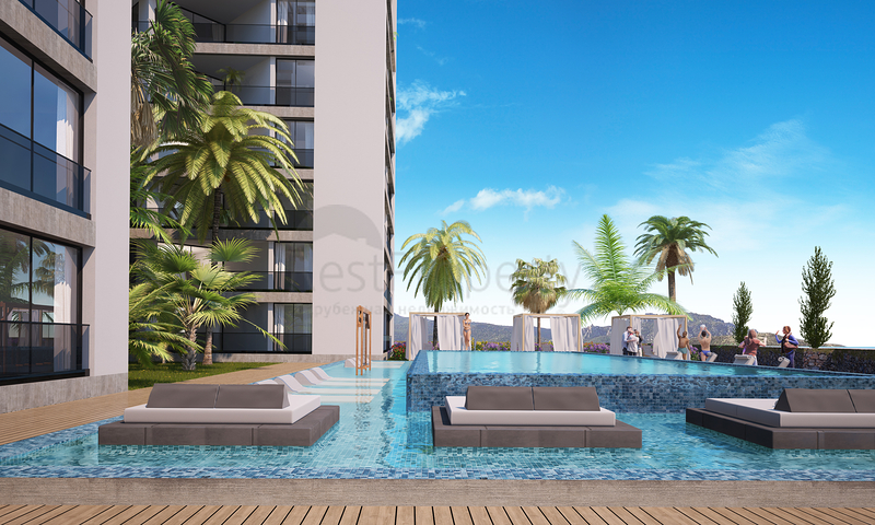 شقق ضمن مجمع جميل على شاطئ البحر قيد الإنشاء شمال مدينة قبرص التركية 