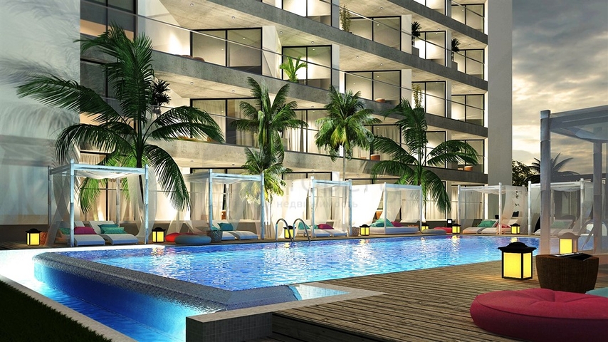 شقق ضمن مجمع جميل على شاطئ البحر قيد الإنشاء شمال مدينة قبرص التركية 