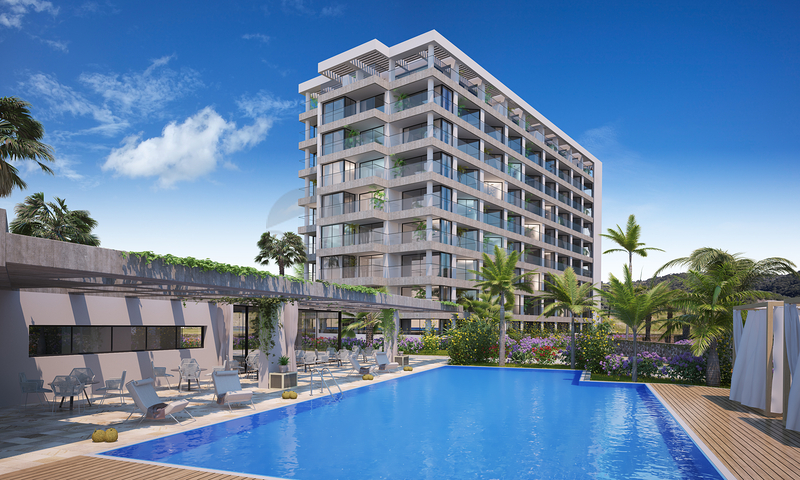 شقق ضمن مجمع جميل على شاطئ البحر قيد الإنشاء شمال مدينة قبرص التركية 