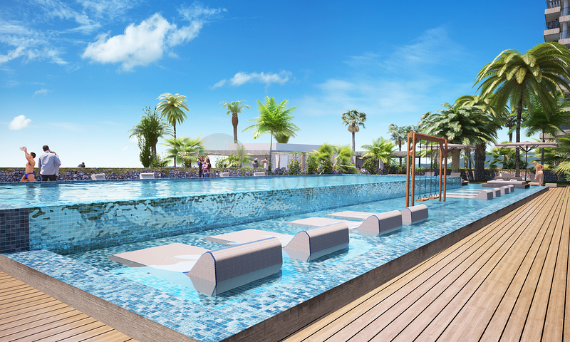 شقق ضمن مجمع جميل على شاطئ البحر قيد الإنشاء شمال مدينة قبرص التركية 