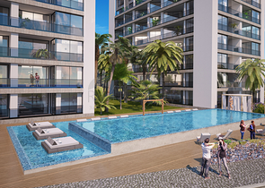 شقق ضمن مجمع جميل على شاطئ البحر قيد الإنشاء شمال مدينة قبرص التركية 