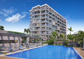 شقق ضمن مجمع جميل على شاطئ البحر قيد الإنشاء شمال مدينة قبرص التركية 