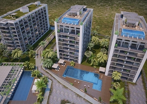 شقق ضمن مجمع جميل على شاطئ البحر قيد الإنشاء شمال مدينة قبرص التركية 