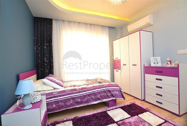 شقة مفروشة بإطلالة بحرية وجبلية في منطقة محمودلار – ألانيا