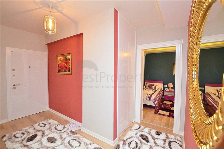 شقة مفروشة بإطلالة بحرية وجبلية في منطقة محمودلار – ألانيا