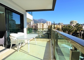 اطلالة مباشرة على البحر - شقة غرفة وصالة - مجمع فاخر - مهموتلار / الانيا 