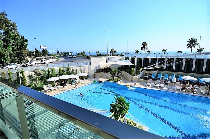 اطلالة بحر مباشرة - مجمع فاخر - شقة مفروشة من تصميم غرفة وصالة - مهموتلار / الانيا 