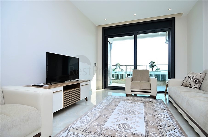 اطلالة بحر مباشرة - مجمع فاخر - شقة مفروشة من تصميم غرفة وصالة - مهموتلار / الانيا 