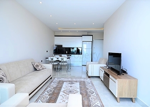 اطلالة بحر مباشرة - مجمع فاخر - شقة مفروشة من تصميم غرفة وصالة - مهموتلار / الانيا 