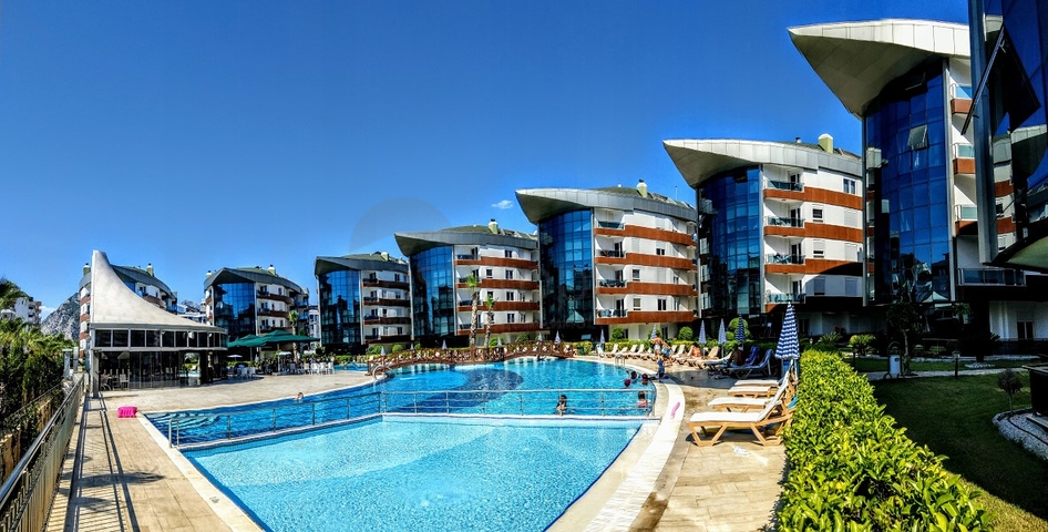 شقة 2 + 1 مع أثاث في مجمع نظام فندقي في أنطاليا