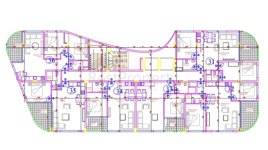 مجمع قيد الانشاء باطلالة بحرية خلابة في مركز الانيا 