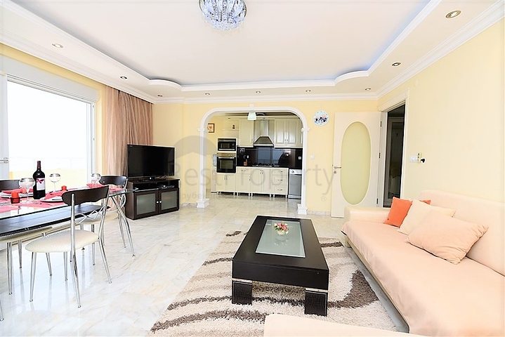 اطلالة بحر مباشرة - غرفتين نوم وصالة مفروشة بالكامل - مهموتلار