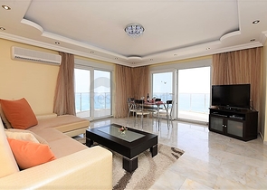 اطلالة بحر مباشرة - غرفتين نوم وصالة مفروشة بالكامل - مهموتلار