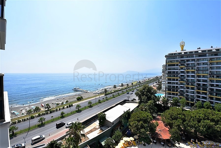 اطلالة بحرية مباشرة -شقة من تصميم غرفة وصالة ضمن مجمع سكني حديث في مهموتلار - الانيا 